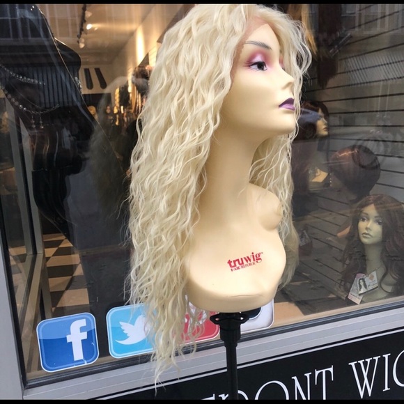 Long curly blonde 613 Swisslace Lacefront wig main image 6